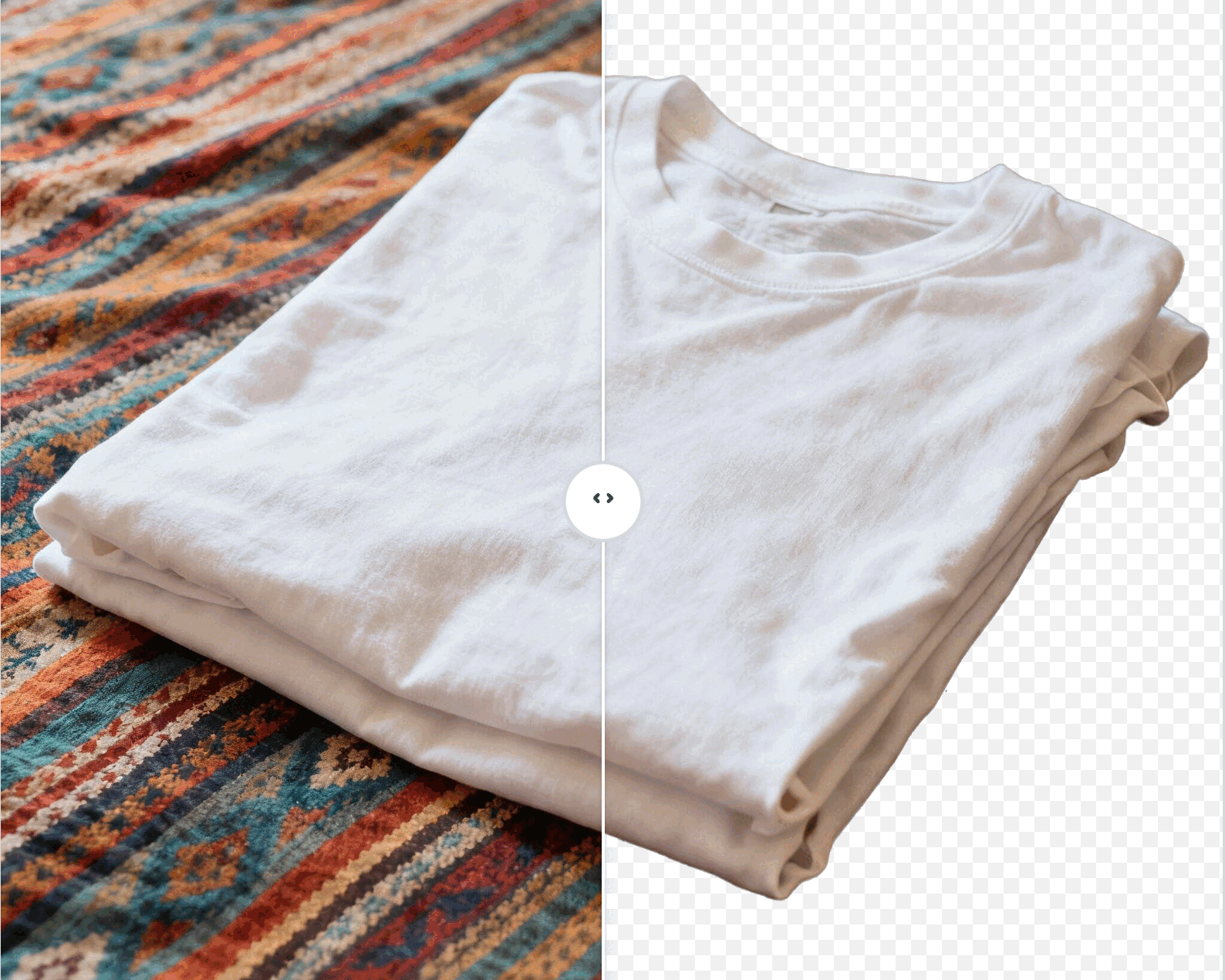 background remover product photo - folded white tshirt on clean backdrop