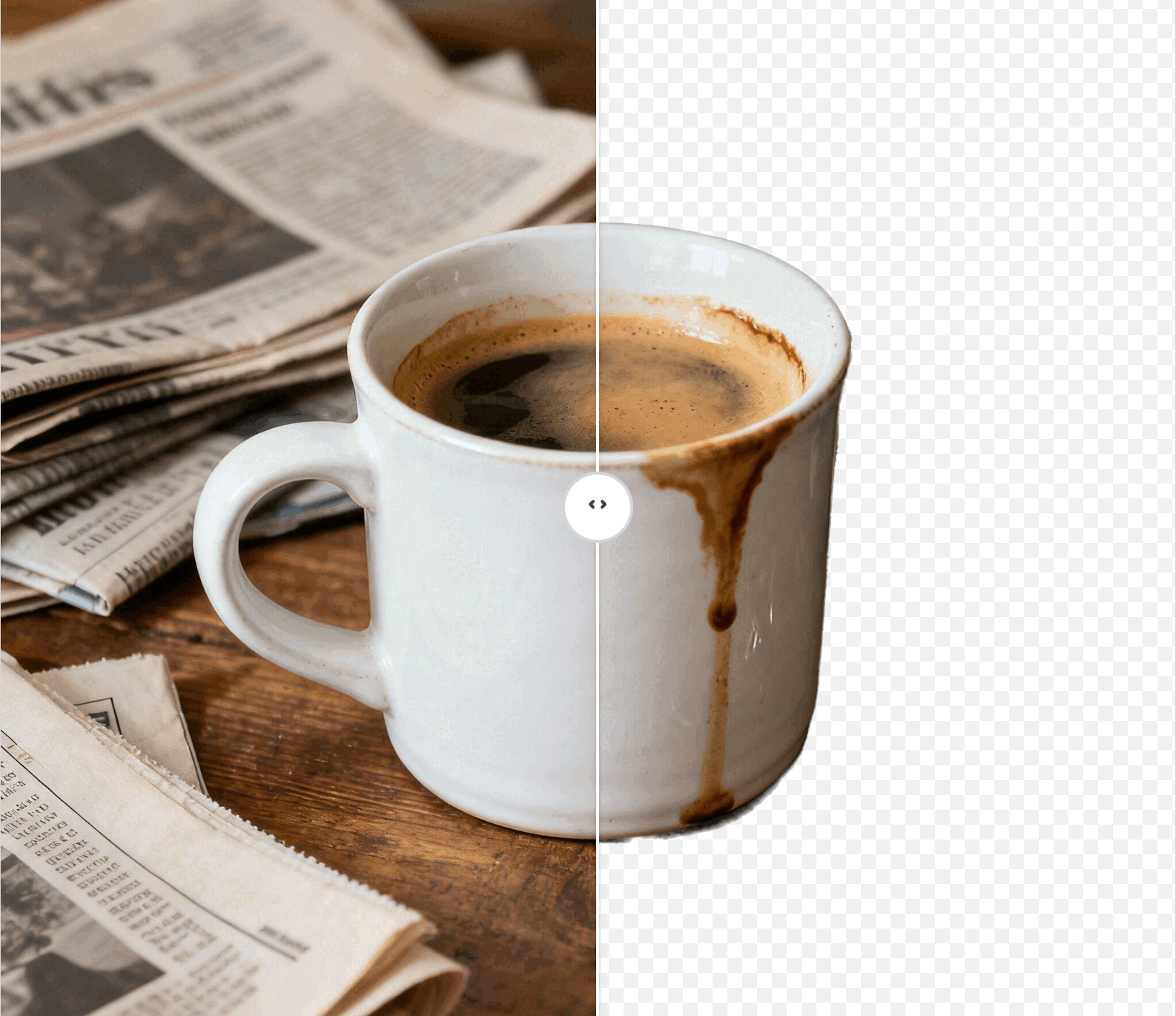 background remover lifestyle shot - white ceramic mug on pure white backdrop